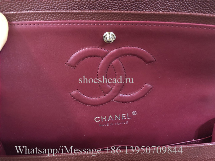Original Quality Chanel Jumbo Caviar Double Flap Bag Wine Red 25cm