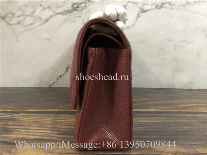Original Quality Chanel Jumbo Caviar Double Flap Bag Wine Red 25cm