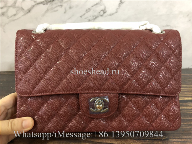 Original Quality Chanel Jumbo Caviar Double Flap Bag Wine Red 25cm
