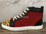 Christian Louboutin Spike Flat High Top Sneaker Red Black