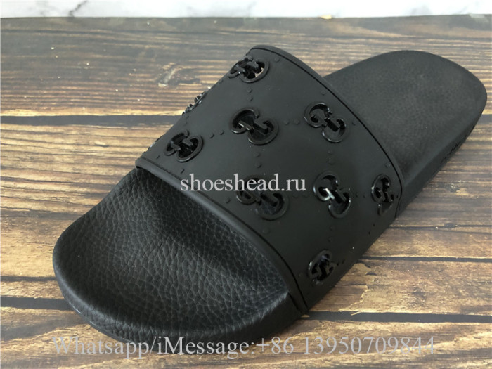 Gucci Rubber Cutout Slide Black