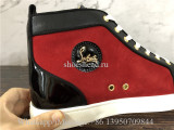 Christian Louboutin Spike Flat High Top Sneaker Red Black