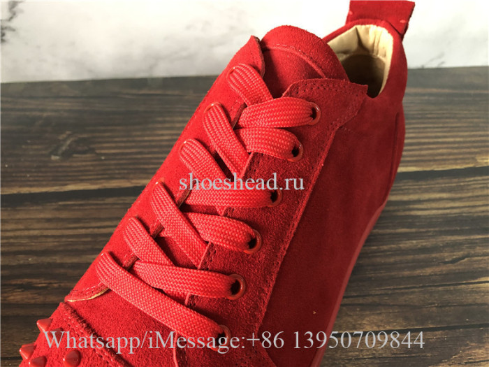 Christian Louboutin Flat Low Top Sneaker Red Suede