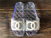 Chanel 19ss CC Logo Transparent PVC Slide White