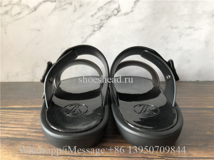 Louis Vuitton Black Sunbath Ladies Mule Pvc & Monogram Canvas Sandals