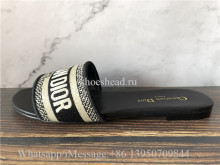 Christian Dior Embroidered Dway Sandals Slides Black