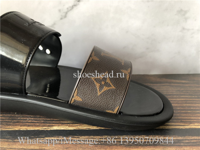 Louis Vuitton Black Sunbath Ladies Mule Pvc & Monogram Canvas Sandals