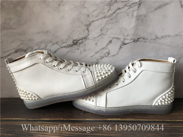 Christian Louboutin Spike Flat High Top White