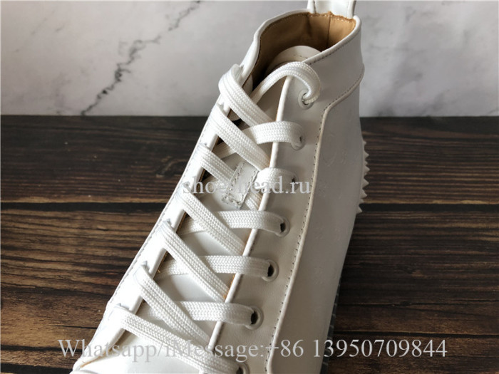 Christian Louboutin Spike Flat High Top White
