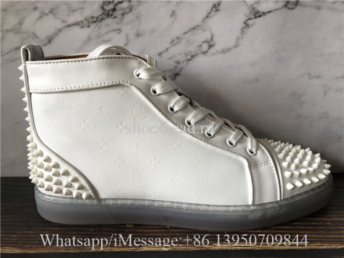 Christian Louboutin Spike Flat High Top White