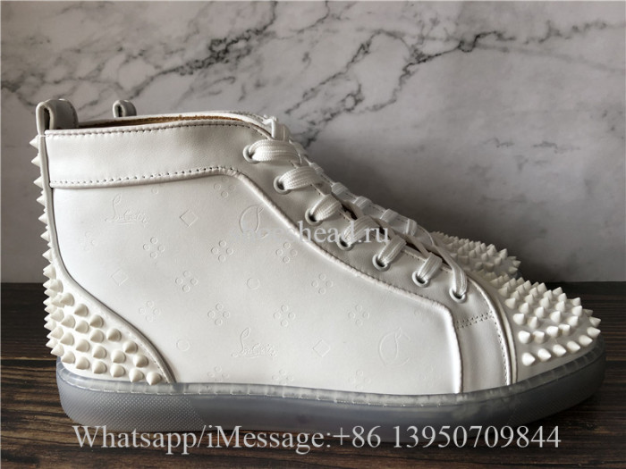 Christian Louboutin Spike Flat High Top White