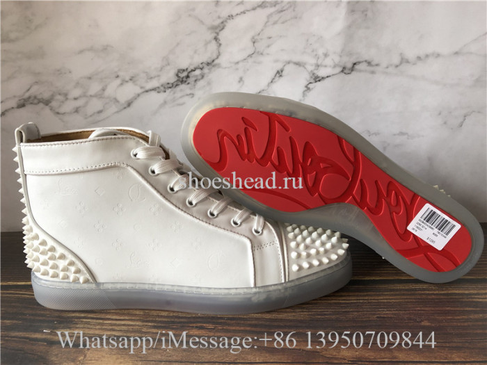 Christian Louboutin Spike Flat High Top White