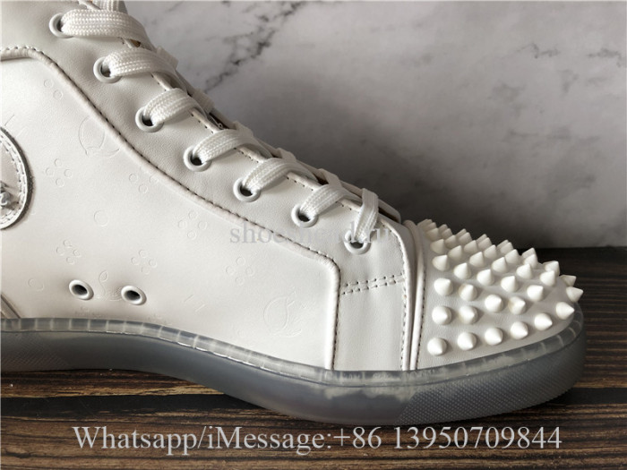 Christian Louboutin Spike Flat High Top White