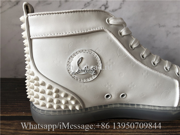 Christian Louboutin Spike Flat High Top White