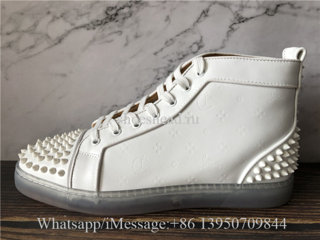 Christian Louboutin Spike Flat High Top White