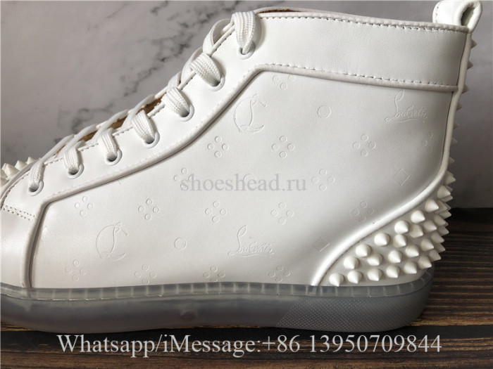 Christian Louboutin Spike Flat High Top White