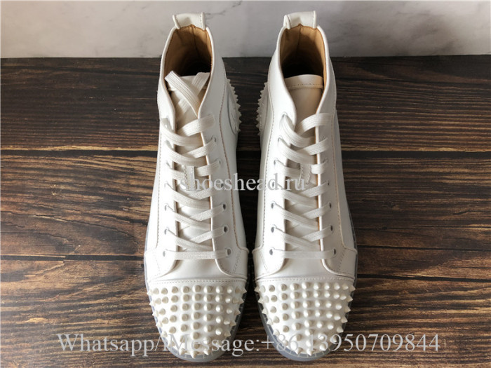 Christian Louboutin Spike Flat High Top White