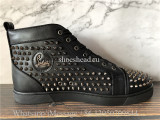 Christian Louboutin Spike Flat High Top Sneaker All Black