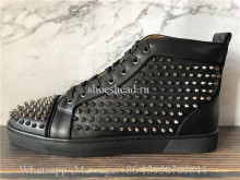 Christian Louboutin Spike Flat High Top Sneaker All Black