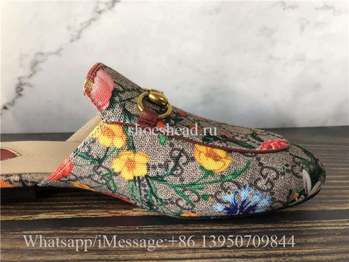 Gucci Princetown GG Supreme Flora Horsebit Mules Loafer