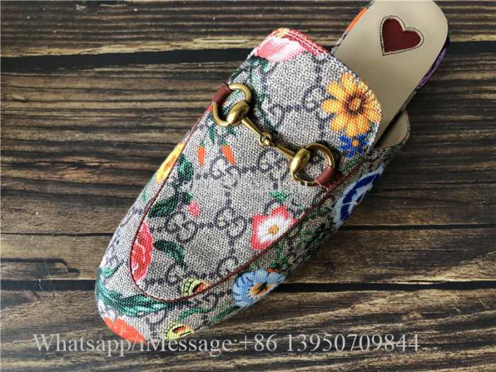 Gucci Princetown GG Supreme Flora Horsebit Mules Loafer