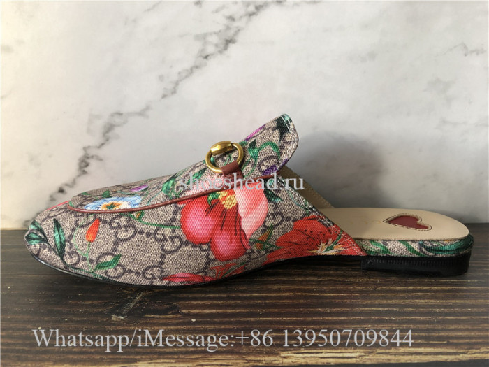 Gucci Princetown GG Supreme Flora Horsebit Mules Loafer