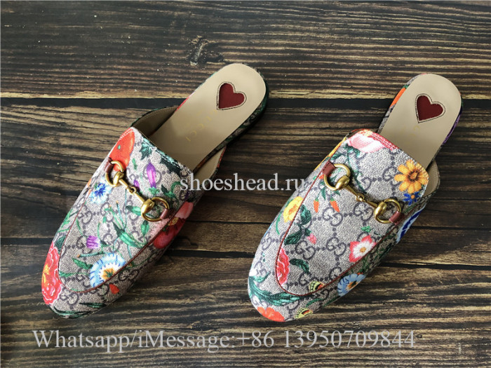 Gucci Princetown GG Supreme Flora Horsebit Mules Loafer