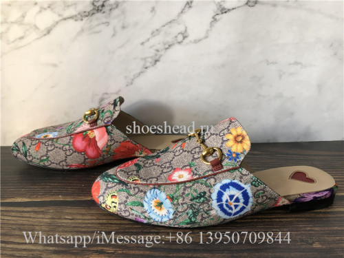 Gucci Princetown GG Supreme Flora Horsebit Mules Loafer