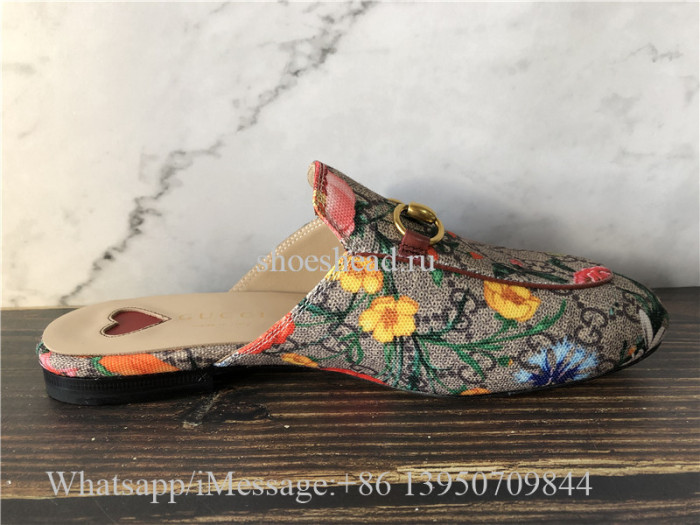 Gucci Princetown GG Supreme Flora Horsebit Mules Loafer