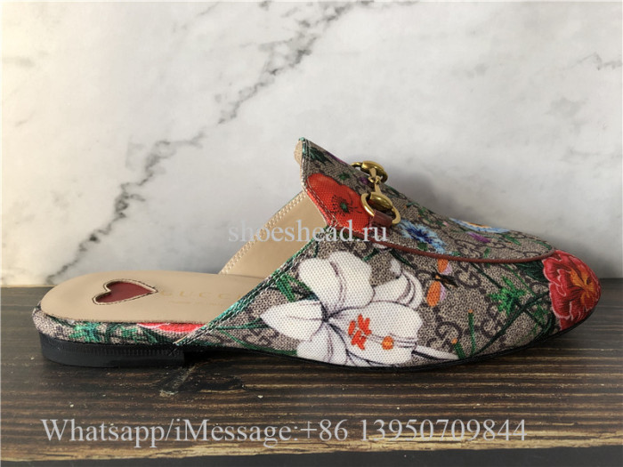Gucci Princetown GG Supreme Flora Horsebit Mules Loafer