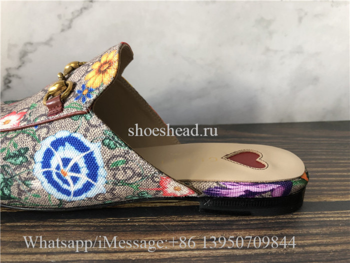 Gucci Princetown GG Supreme Flora Horsebit Mules Loafer