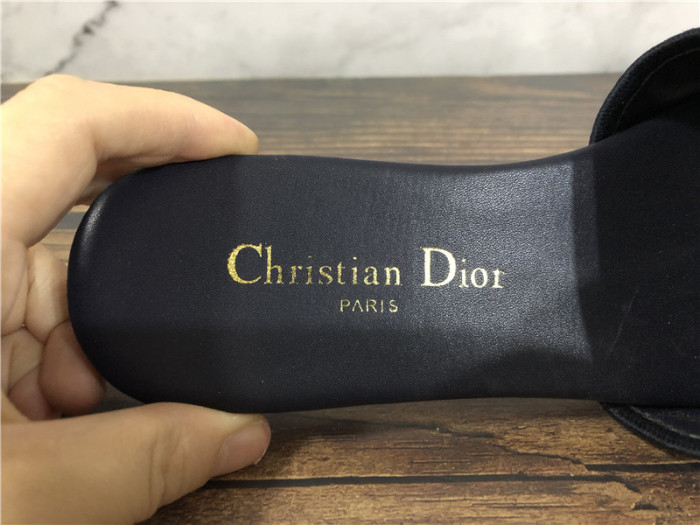 Christian Dior Embroidered Dway Sandals Slides Navy Blue
