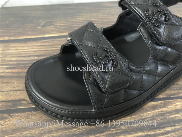 Chanel Dad Sandals Black Leather Sandals