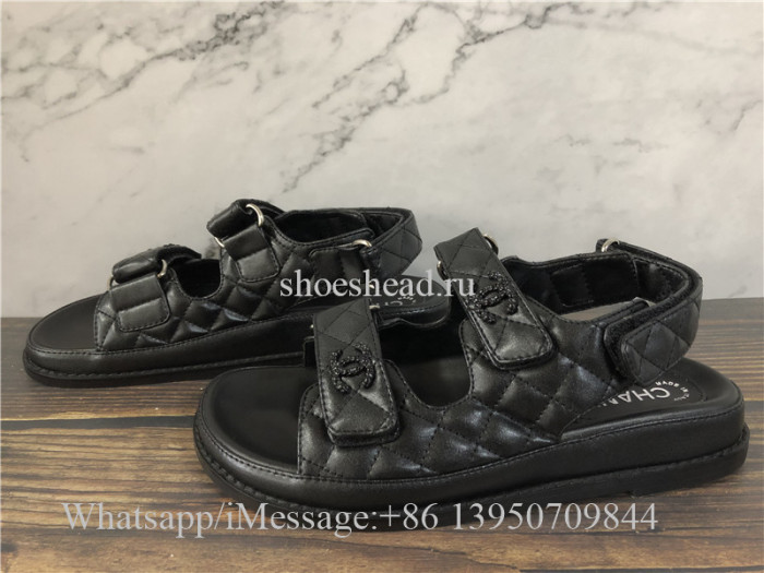 Chanel Dad Sandals Black Leather Sandals