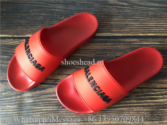 Balenciaga Red Slide With Balenciaga Logo