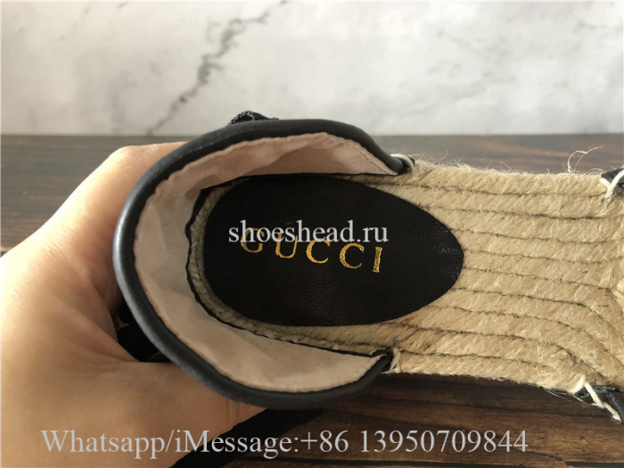 Gucci Leather Platform Wedges Espadrille Sandals