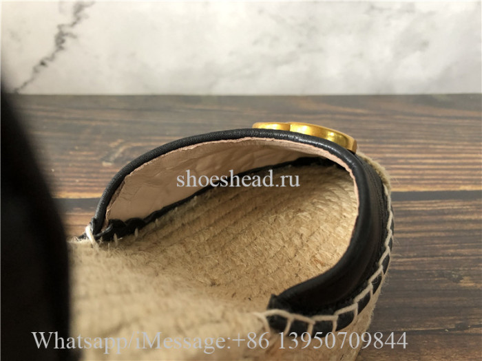 Gucci Leather Platform Wedges Espadrille Sandals