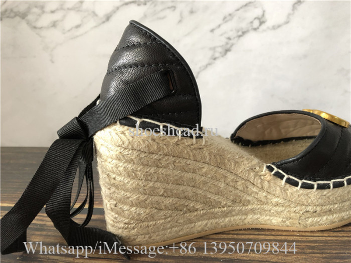 Gucci Leather Platform Wedges Espadrille Sandals