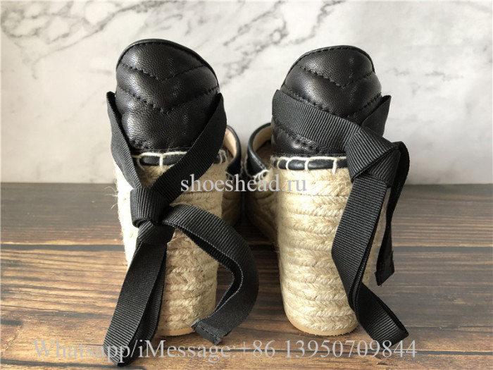 Gucci Leather Platform Wedges Espadrille Sandals