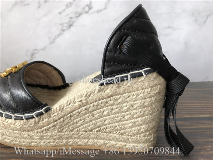 Gucci Leather Platform Wedges Espadrille Sandals