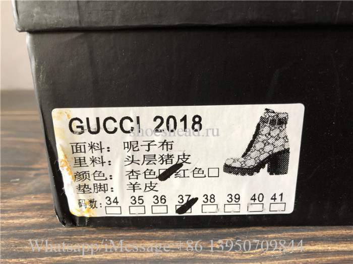 Gucci Lace-up Boots GG Supreme Wool With Web Buckle