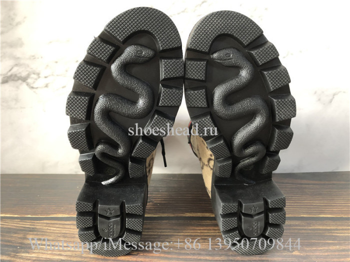 Gucci Lace-up Boots GG Supreme Wool With Web Buckle