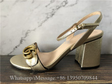 Gucci GG Metallic Laminate Leather Mid-heel Sandal