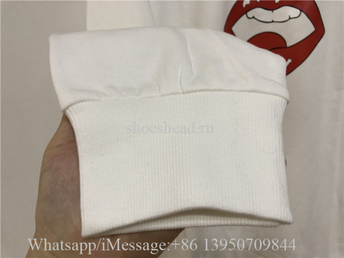 Gucci Lip And Logo Print Cotton Sweatshirt White