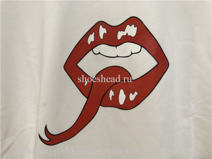 Gucci Lip And Logo Print Cotton Sweatshirt White
