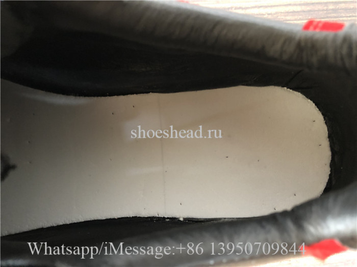 Verace Black Leather Shoes Red Suede