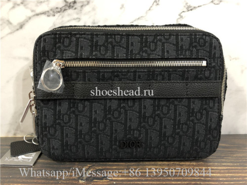 Original Black Dior Oblique Jacquard And Black Grained Calfskin Safari Messenger Bag