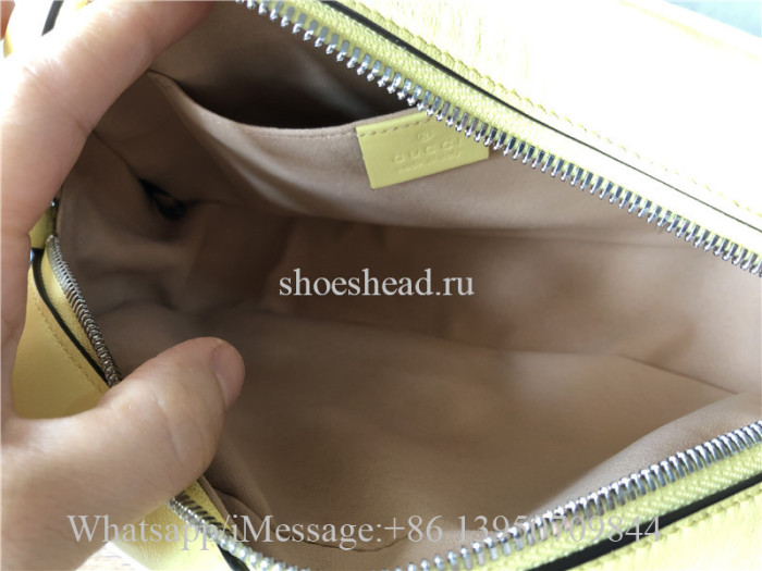 Original Gucci GG Marmont Small Shoulder Bag In Pastel Yellow Leather