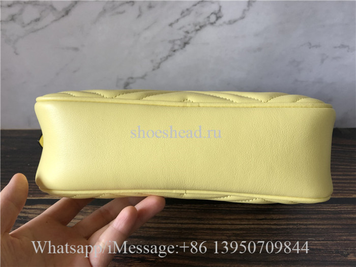Original Gucci GG Marmont Small Shoulder Bag In Pastel Yellow Leather