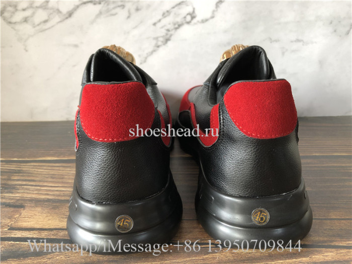 Verace Black Leather Shoes Red Suede